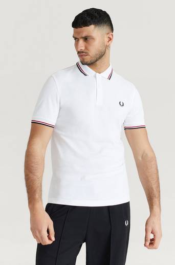 Fred Perry Piké Twin Tipped FP Shirt Vit