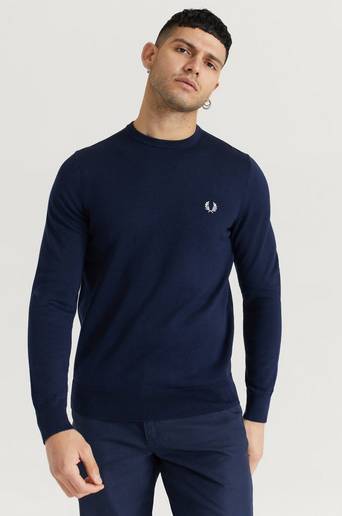 Fred Perry Stickad Tröja Classic C/N Jumper Blå