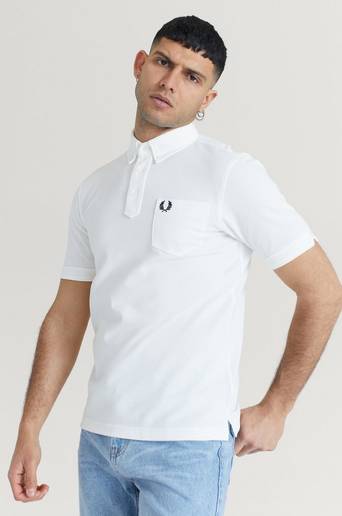Fred Perry Piké Button Down Collar Vit