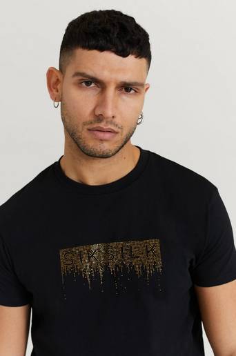 SIKSILK T-Shirt Rhinestone Creep Tee Svart