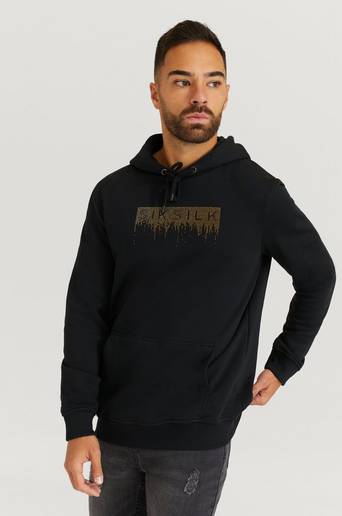 SIKSILK Hoodie Rhinestone Creep Overhead Hoodie Svart