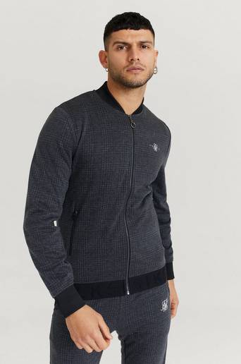 SIKSILK Ziptröja Tonal Check Bomber Grå