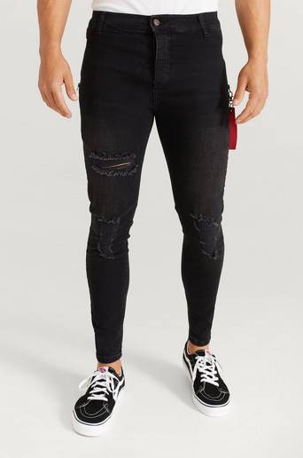 SIKSILK Jeans Distressed Flight Denims Svart