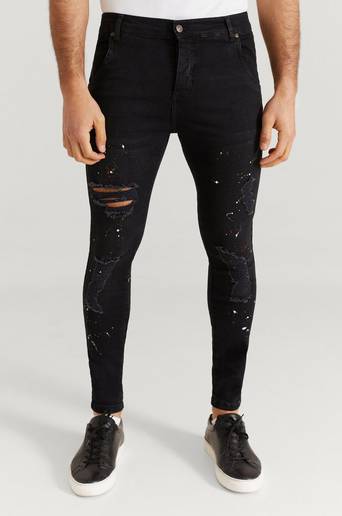 SIKSILK Jeans Skinny Distressed Riot Denims Svart