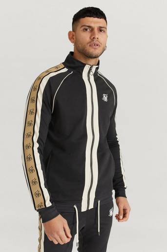 SIKSILK Hoodie Premium Tape Funnel Zip Through Hoodie Grå