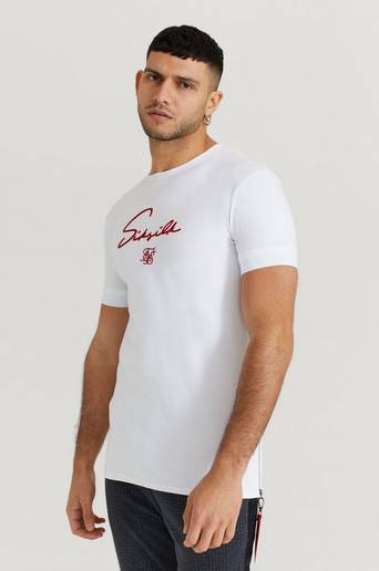 SIKSILK T-Shirt S/S Signature Flock Tee Vit
