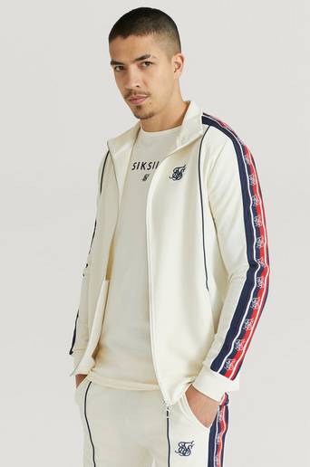 SIKSILK Ziptröja Retro Funnel Tape Zip Through Hoodie Vit