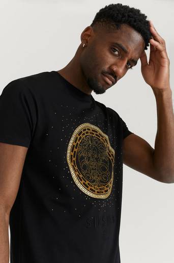 SIKSILK T-Shirt Rhinestone Lion Tee Svart