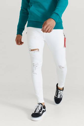 SIKSILK Jeans Distressed Flight Denims Vit