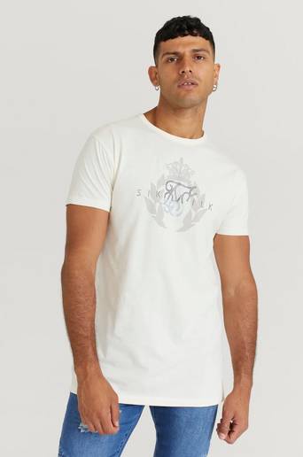 SIKSILK T-Shirt S/S Fade Rhine Stone Box Tee Vit