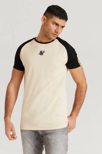 SIKSILK T-Shirt S/S Raglan Premium Tape Gym Tee Vit