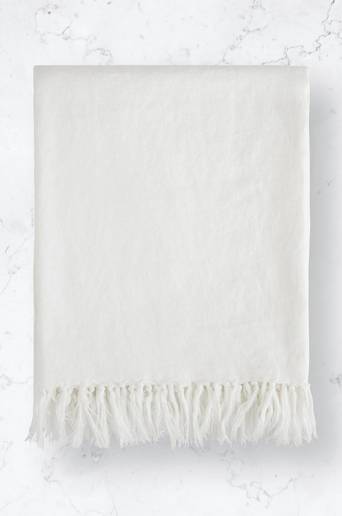 Studio Total Home Överkast Fringe Linen Bedspread Vit