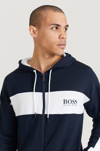 BOSS Ziptröja Fashion Jacket Hood Blå