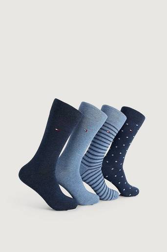 Tommy Hilfiger Strumpor TH Men Sock 4P Tin Giftbox Stripe 4-pack Blå