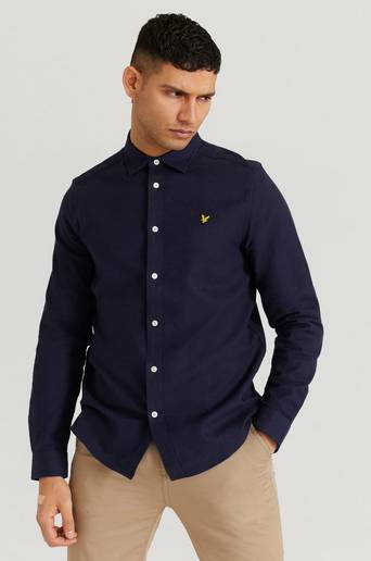 Lyle & Scott Skjorta Multi Yarn Brushed Cotton Shirt Blå