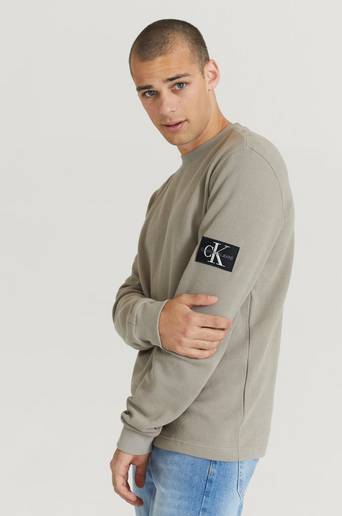 Calvin Klein Jeans Långärmad T-Shirt Monogram Badge Waffle LS Tee Grå