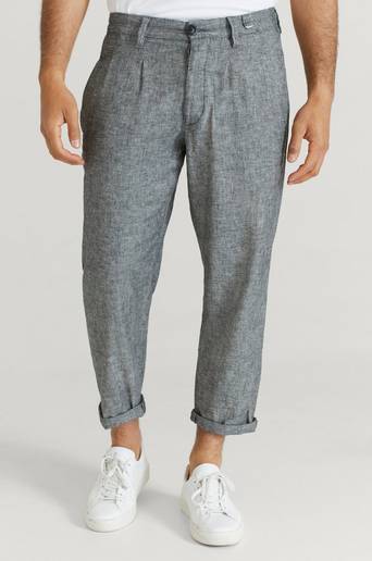 GABBA Byxor Firenze Broke Linen Pant Svart