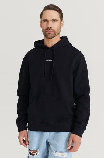 Calvin Klein Jeans Hoodie Micro Branding Hoodie Svart