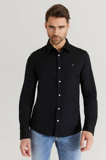 Calvin Klein Skjorta Slim Fit Knitted Shirt Svart