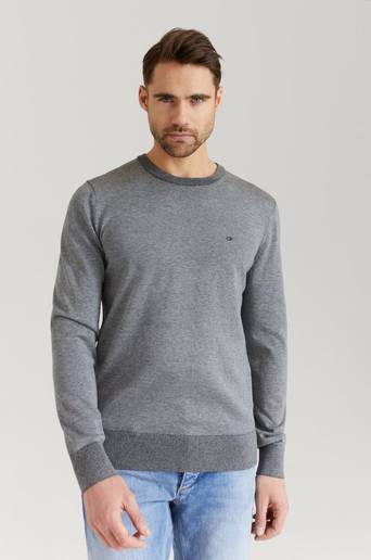 Calvin Klein Stickad Tröja Cotton Silk C-Neck Sweater Grå