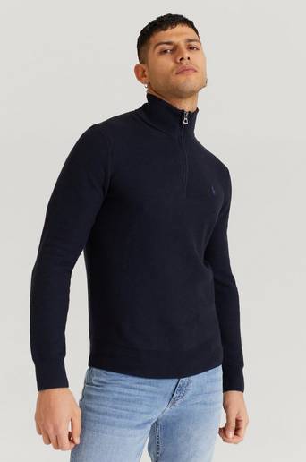 Polo Ralph Lauren Stickad tröja SSC04 Pima Cotton Halfzip Blå