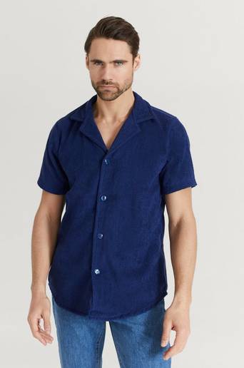 Oas Kortärmad Skjorta Cuba Terry Shirt Blå