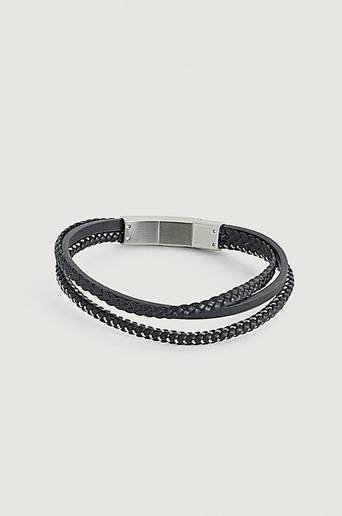 by Billgren Bracelet Black Leather Svart