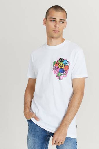 Philipp Plein T-Shirt Round Neck SS Flowers Vit