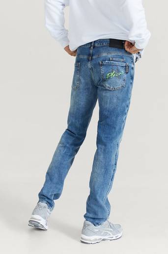 Philipp Plein Jeans Super Straight Cut Skull Blå