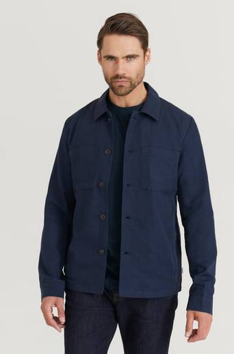 Les Deux Overshirt Marseille Linen-Tencel Hybrid Blå