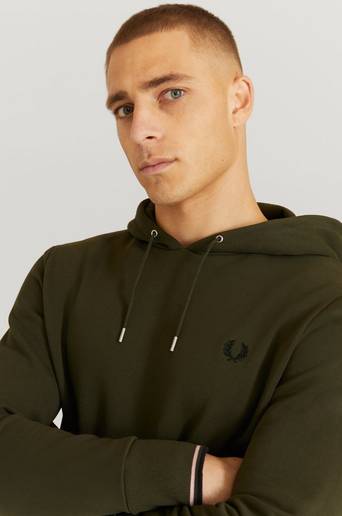 Fred Perry Hoodie Tipped Hooded Sweatshirt Grön