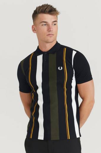 Fred Perry Stickad T-Shirt Stripe Polo Svart