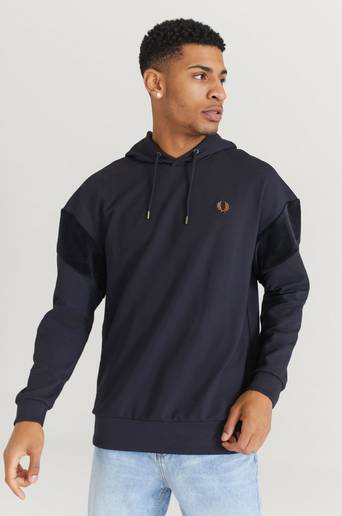 Fred Perry Hoodie Velour Pan Hooded Sweatshirt Blå