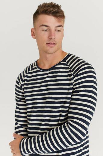 Nudie Jeans Långärmad T-Shirt Otto Breton Stripe Blå