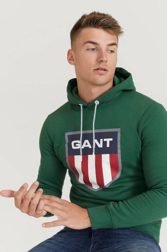 Gant Hoodie D1. Gant Retro Shield Sweat Hoodie Grön