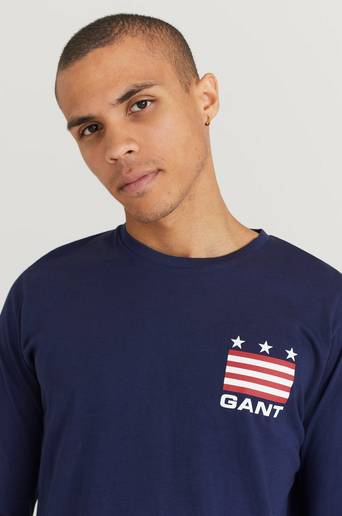 Gant Långärmad T-Shirt D1. Gant Retro Shield LS T-Shirt Blå