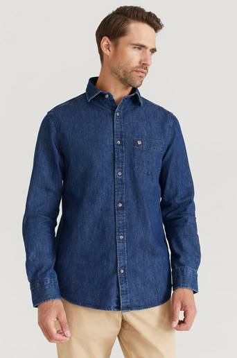 Gant Skjorta D2.Reg Denim Retro Shield Town Blå