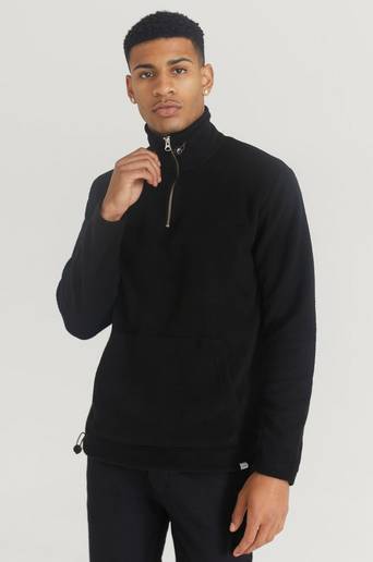 Les Deux Tröja Bond Fleece Halfzip Sweatshirt Svart