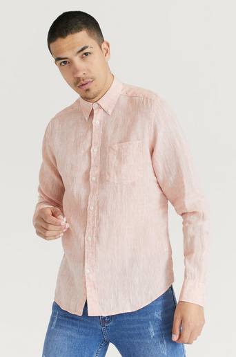 J.Lindeberg Skjorta Linen Melange Slim Shirt Rosa