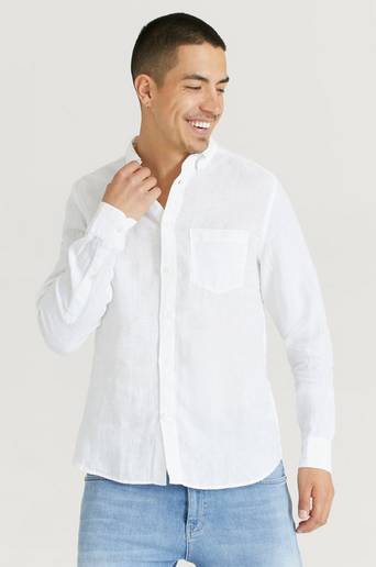 J.Lindeberg Skjorta Linen Melange Slim Shirt Vit