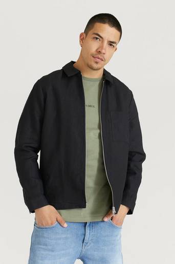 J.Lindeberg Overshirt Jason Zip Drape Linen Svart