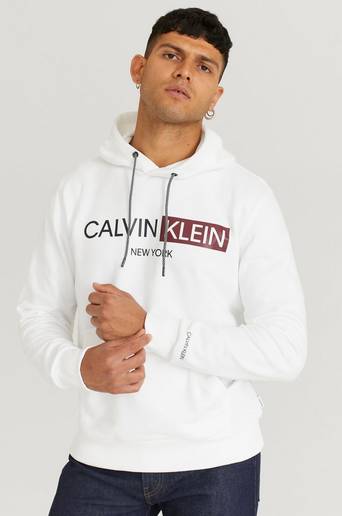 Calvin Klein Hoodie Contrast Graphic Logo Hoodie Vit