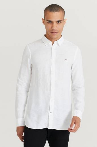 Tommy Hilfiger Skorta Slim Garment Dyes Linen Shirt Vit