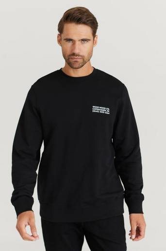 Wood Wood Sweatshirt Hugh Info Sweatshirt Svart