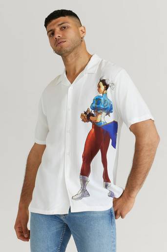 HUF Korttärmad Skjorta Chun-Li S/S Resort Shirt Vit