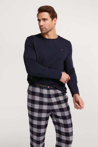 Tommy Hilfiger Pyjamas LS Pant Flannel Tee Set Blå