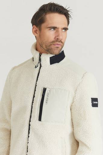 Calvin Klein Ziptröja Teddy Zip Through Jacket Beige