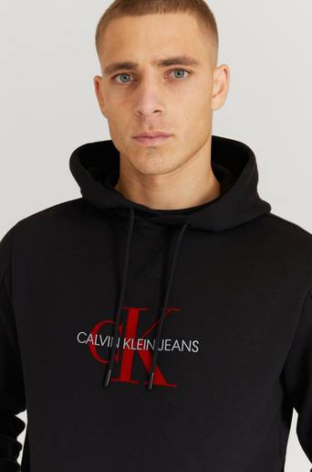 Calvin Klein Jeans Hoodie Archival Monogram Flock Hoodie Svart