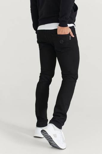 Philipp Plein Jeans Denim Super Straight Cut Istitutional Svart