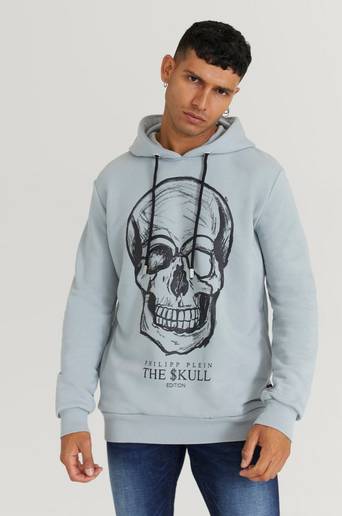 Philipp Plein Hoodie Sweatshirt Print Skull Grå